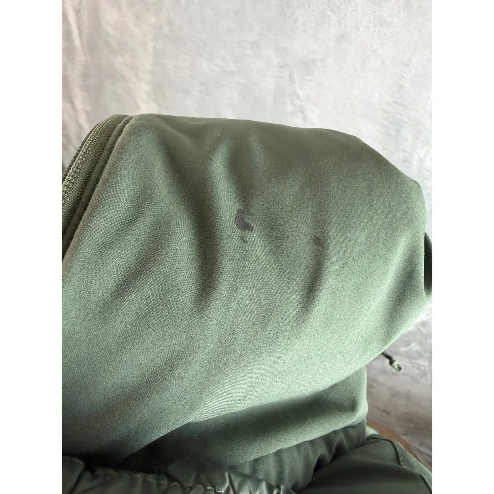 THE NORTH FACE Mens M Green Hooded Full Zip Outdoor Jacket Fleece Lined Flawed
